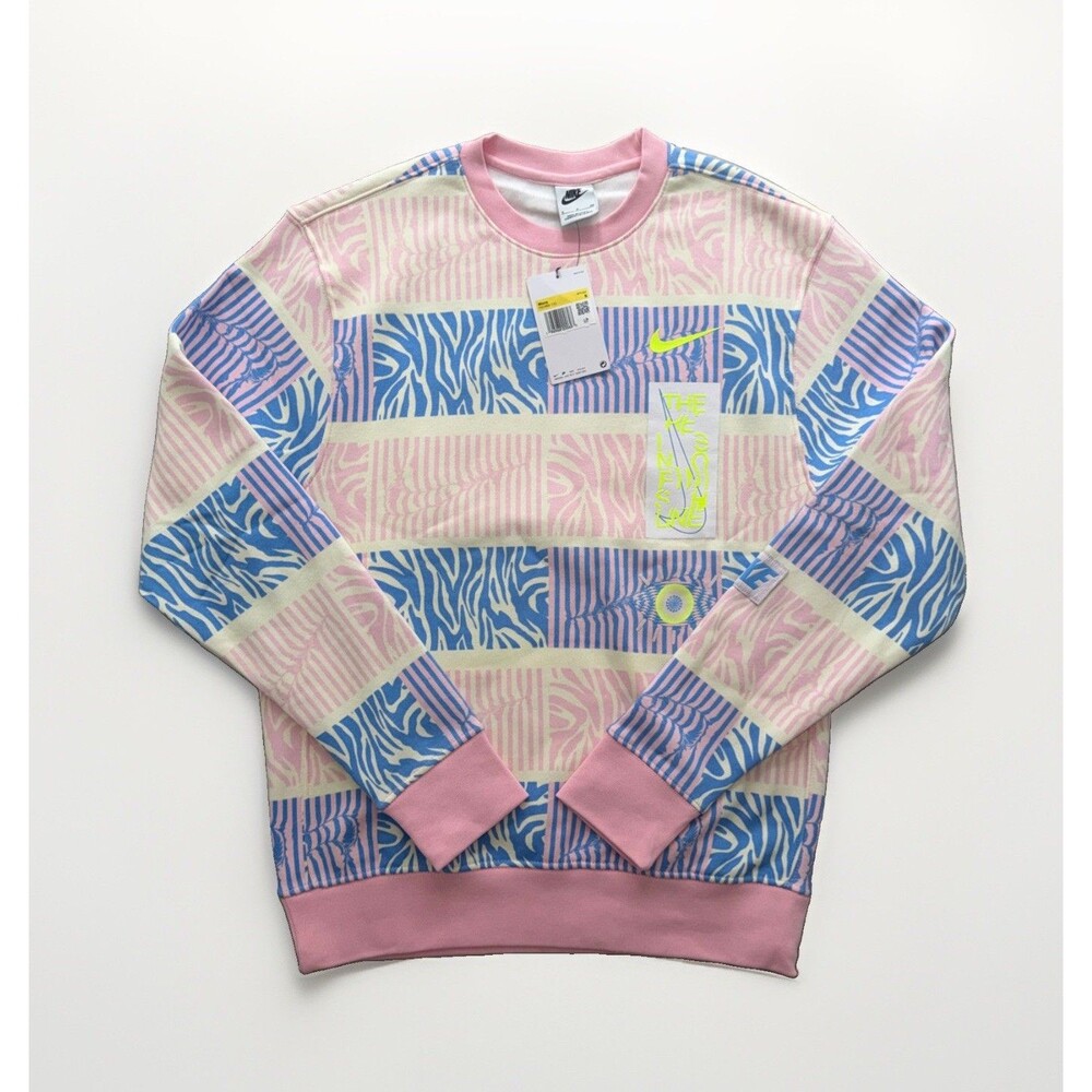 NWT Nike Sportswear Club Trippy Safari Fleece Crew Sweatshirt Size Small Men’s
